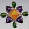 Silver, Fire Opal, Amethyst, and Chrome Diopside